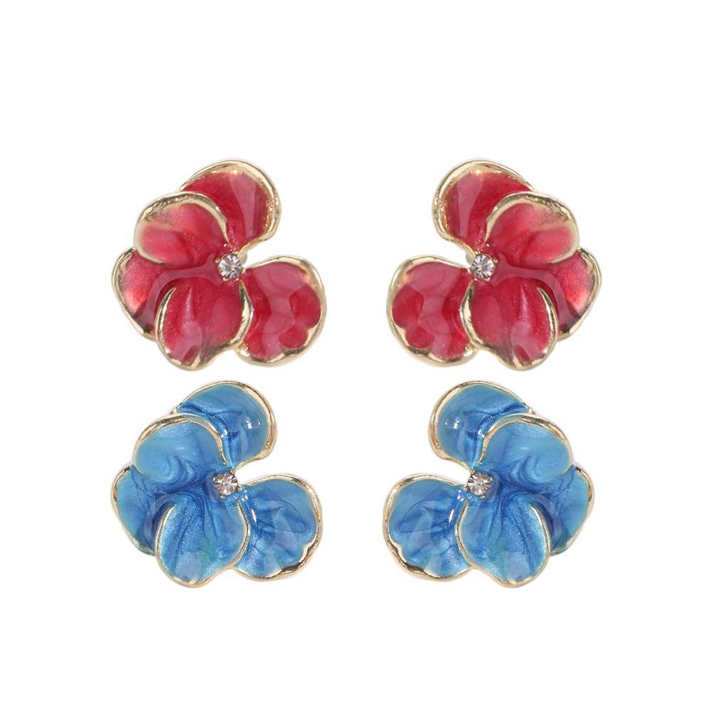 Серьги-лепестки со стразами 3D, милые серьги с пятью лепестками, элегантные серьги-гвоздики с цветами для вечеринки