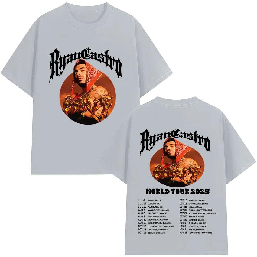 2026 New Ryan Castro Sende World Tour Merchandise Trend Highquality Harajuku Streetwear Summer Print Pure Cotton Tshirt