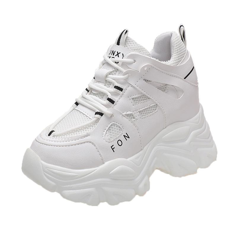 Модные женские массивные кроссовки 2025 Модные кроссовки на платформе Женские брендовые клинья Повседневная обувь для женщин Кожаная спортивная обувь Папины кроссовки 10 см