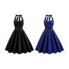 Женское вечернее платье на шнуровке с бретелькой на шее А-силуэта с большой открытой спиной и открытыми плечами без рукавов Сплошной цвет Ретро Коктейльная вечеринка Свадебное платье миди