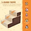 Pet Stairs Dog Stairs Cat Stairs 3 Steps for Cats and Dogs Plush Beige 54 x 40 x 39cm
