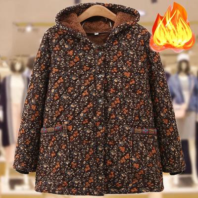 Женское зимнее теплое пальто большого размера на флисовой подкладке, повседневная куртка с капюшоном для женщин среднего и пожилого возраста