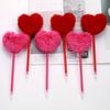 Heart Shape Plush Ball Pen Cute Fluffy Pom Pom Ballpoint Pen for Girls Kawaii Heart Pen for Journaling Novelty School Supplies