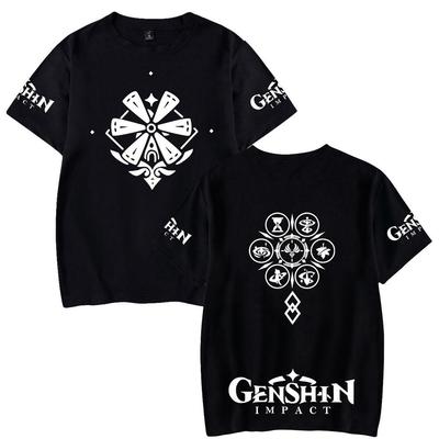 Genshin Impact Женские и мужские футболки Аниме-футболки с мультяшным принтом О-образным вырезом Оверсайз Короткие рукава Модная мужская одежда Уличная одежда
