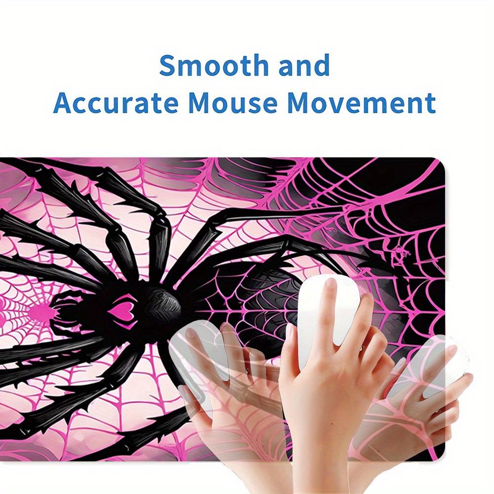 Large Multi-Size Non-Slip Rubber Base Spider, Web, Pink Mouse Pad, Stitched Edges Keyboard Desk Mat for School, Office, Home, Gift for Frien