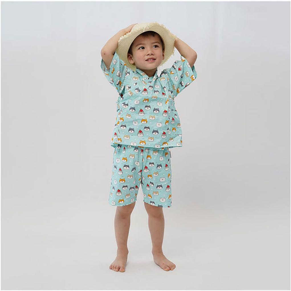 Baby Jinbei Top and Bottom Japanese All Over Japanese Baby Fireworks Summer Obon Summer Cool Pajamas HF07 Red [SEIWARAKU] Children's Set, Pattern,