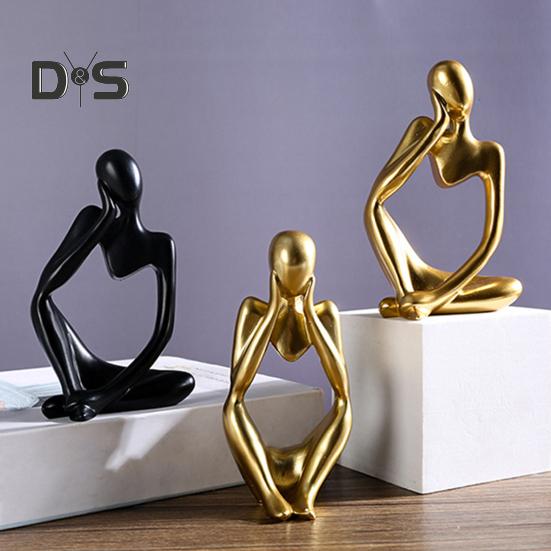 3 шт. абстрактная фигурка мыслителя, мини-статуэтка сидящего мыслителя из смолы, скульптура для гостиной, домашнего офиса, книжной полки, украшения для рабочего стола