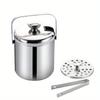Ice Bucket with Tongs Double Wall Strainer Handle Home Bar Parties Chilling Beer Champagne Stainless Steel Cooler Buckets