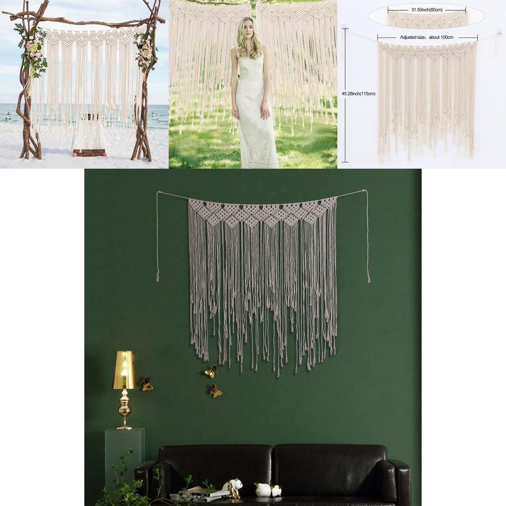 Потрясающий макраме фон занавес подвесной бохо свадебный подвес для элегантного домашнего декора