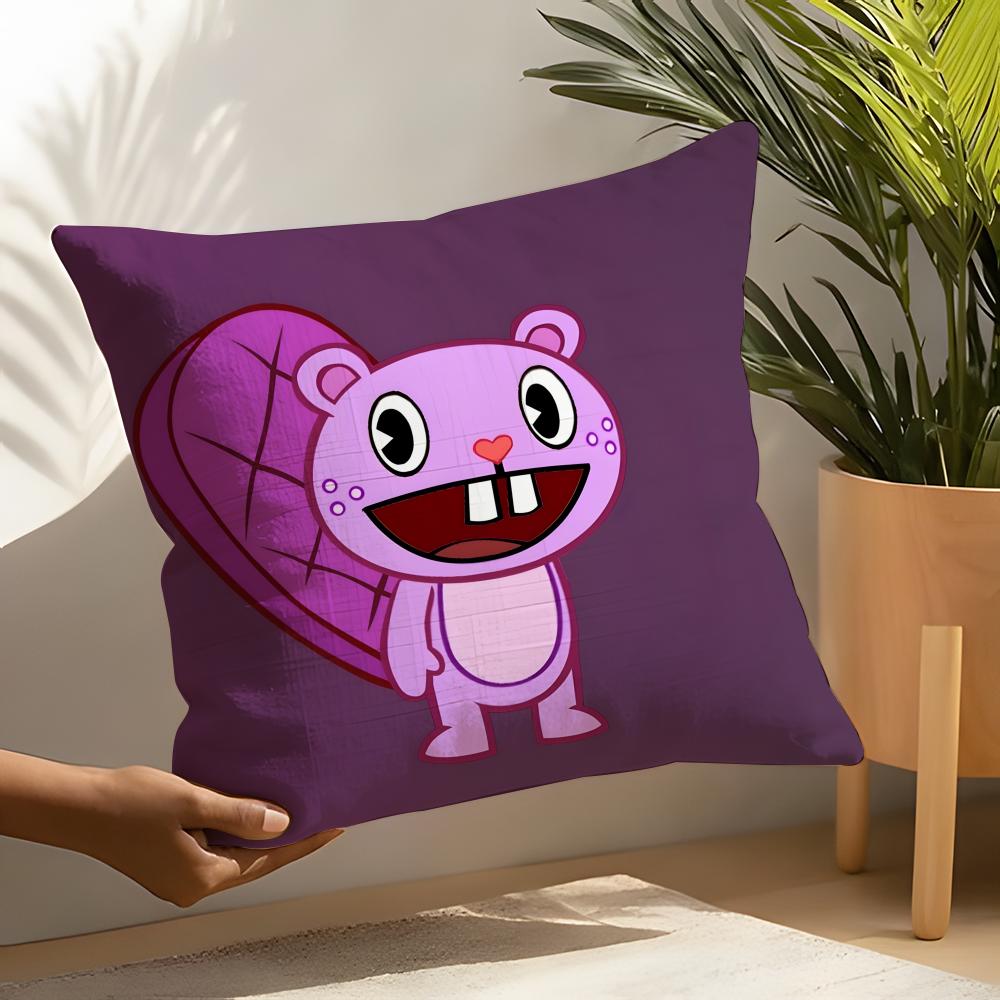 Милые мультяшные чехлы на подушки из льна Happy Tree Friends для декоративного дивана, домашние чехлы для подушек, чехлы для подушек автомобильного сиденья