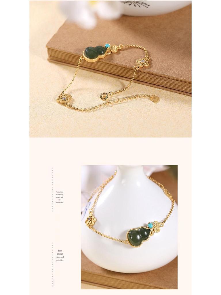 Браслет-кисточка из имитации нефрита Хэтянь, зеленого цвета, в ретро китайском стиле, с ювелирными изделиями в виде благоприятных облаков для женщин