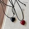 1 шт. Корейское черное ожерелье с подвеской 'Любовь', регулируемый кожаный шнурок, длинное ожерелье, женские красные ретро высококачественные аксессуары, цепочка для свитера