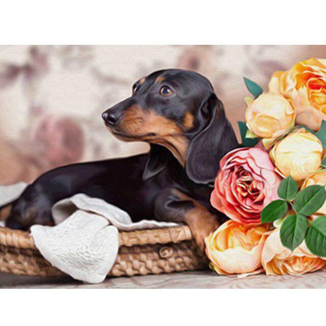 Собака DIY 5D алмазная живопись полная круглая дрель мультфильм животное Алмазная вышивка набор для вышивки крестом горный хрусталь мозаичная Наклейка на стену