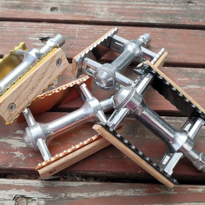 New Non-slip Pedal Ultralight Bike  MTB Road Bike Pedal Cycling Classical Retro Wooden Styles Bicycle Pedals