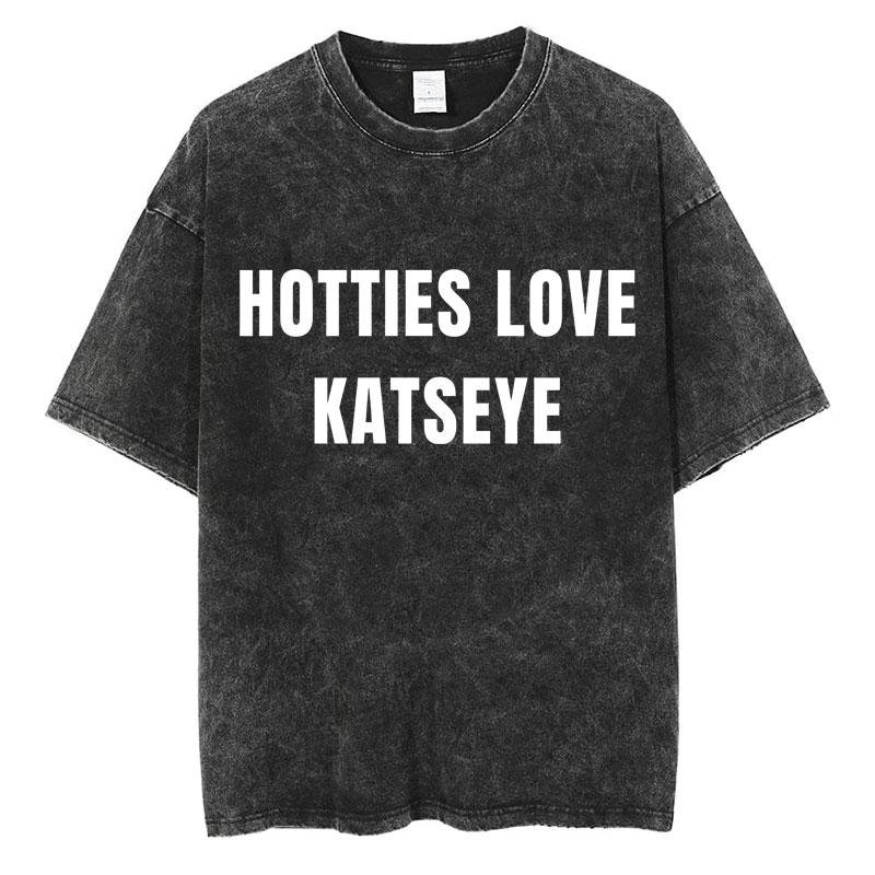 Kpop Katseye Graphic Washed T Shirt Fashion Vintage Men Women Korean Hip Hop Tshirt Loose Cotton Casual Tshirt Streetwear