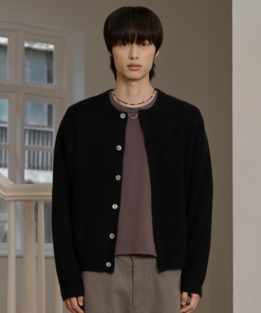 Hyoji Fw Стильный круглый укороченный вязаный кардиган (3 цвета)