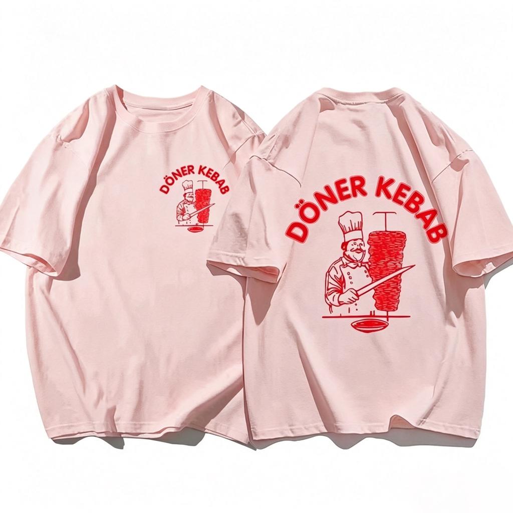 2026 Summer Sporty Tshirts Doner Kebab Print Pure Female Clothing Short Sleeve Funny Unisex Vintage Unisex Tees Beach Tshirts