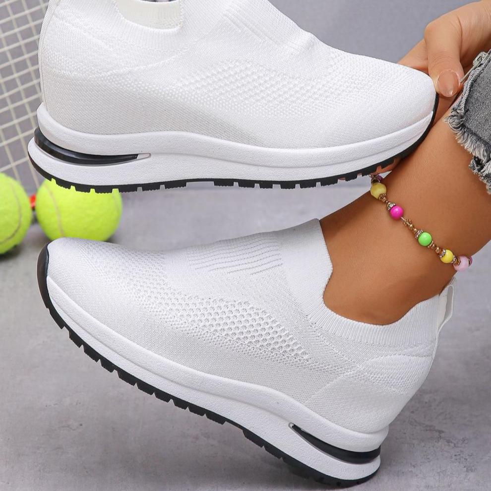 Женские однотонные кроссовки с дышащей сеткой, плетеные, для улицы, легкие, с низким верхом, для ходьбы, бега, спортивные носки, обувь