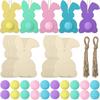 20pcs Rabbit Wood Cutouts Decoration Bunny Wooden Ornaments Holiday Decor Wooden Hanging for Wooden Tags for Crafts