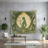 VIKAMA Forest Green Art Nouveau Style Goddess Tapestry Morandi Flower Frame Background Cloth Meditation Room Decoration