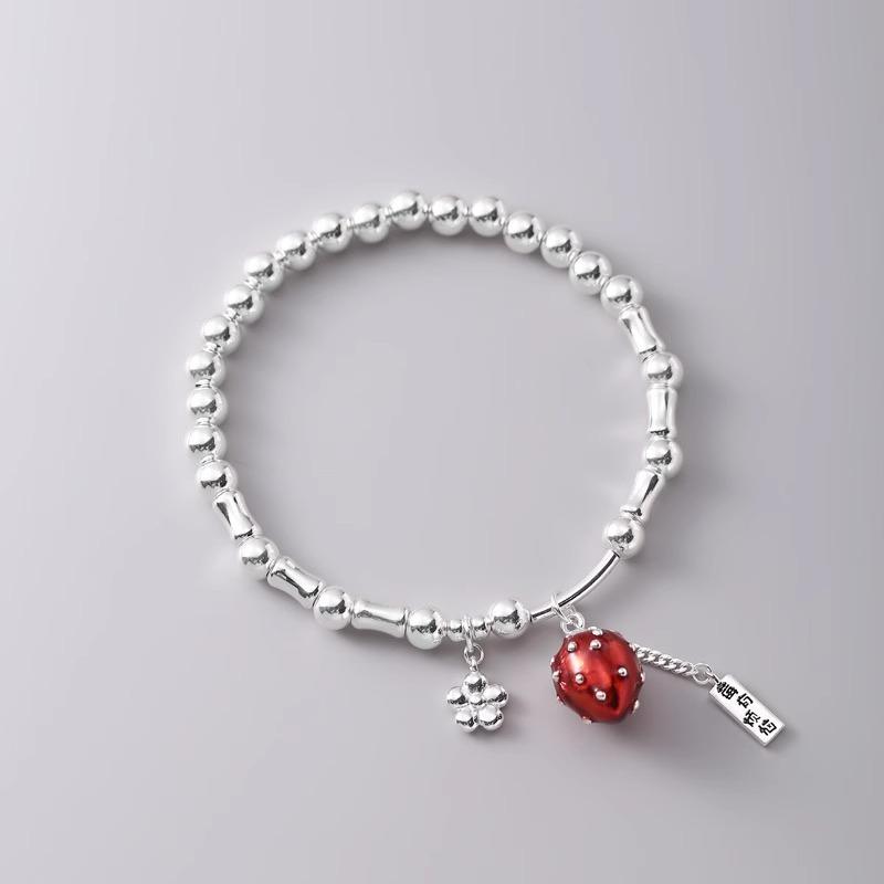 2025 New Arrival Trendy Strawberry Charm Bracelet for Women Square Brand Silver Color Flower Luxury Jewelry Birthday Gifts