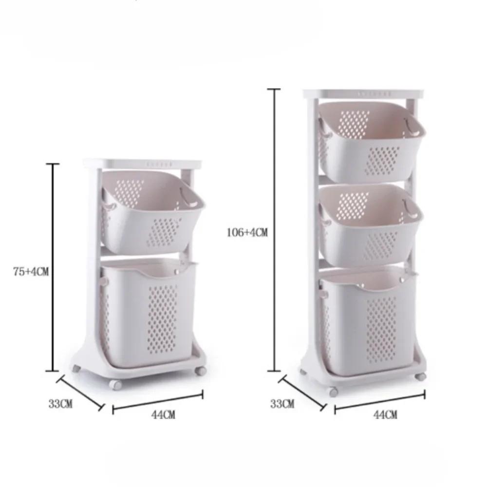 Dirty Clothes Basket with Wheel Save Space Bathroom Simple Shelves Storage Rack High-capacity Mobile Storage Rack Laundry Basket