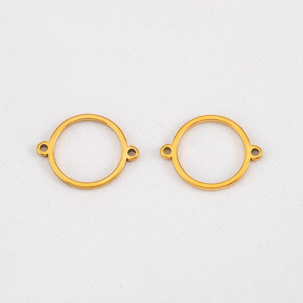 10Pcs 20Pcs Stainless Steel Hollow Double Hole Circle Charms Pendant Bracelet Cabochon Tray Bezel Blank Settings Jewelry Making