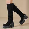 Женские высокие каблуки Высокие сапоги Платформа Мода Сапоги до колена Зимние туфли-лодочки Тренд Ботильоны челси Новые Элегантные Женские ботинки
