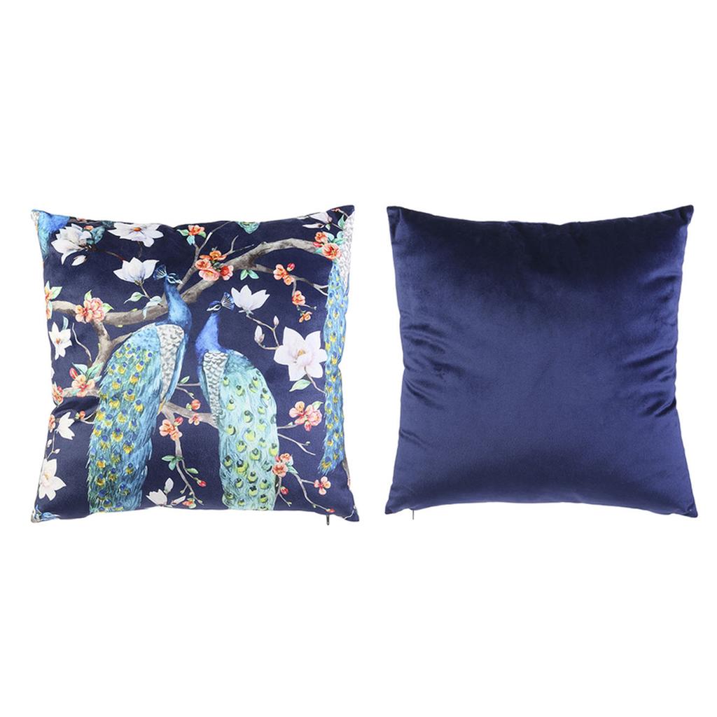 Les Trésors De Lily [R0010] - Бархатная подушка «Павлины» синяя - 40 см