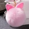 Trinket Rabbit Bunny Keychain Pompon Fluffy Women Ear Fur Ball Chain Rings Bag Femme Pom Key Ring