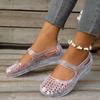 Transparent Sandals Summer New Round Head Shallow Mouth Glitter Cover Foot Soft Sole Non-slip Waterproof Flat Shoes