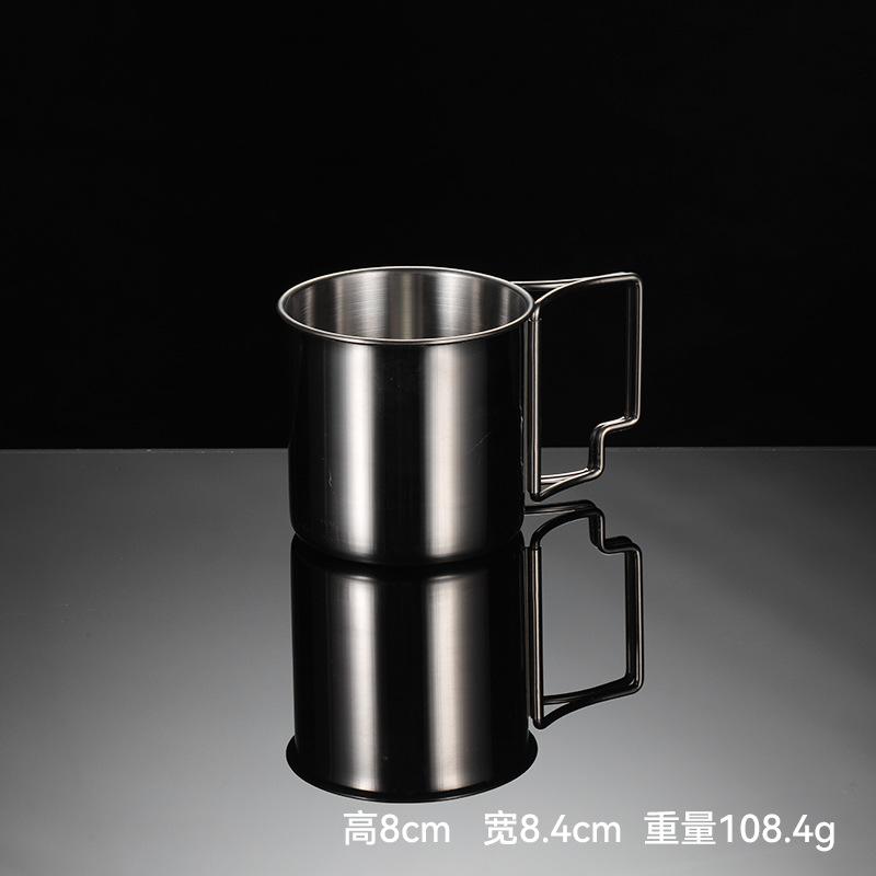 Стакан для воды из нержавеющей стали 304, многофункциональная металлическая походная кружка, однослойная складная ручка, пивная кружка