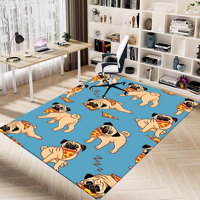 1PC Pug Pizza Extra Large Non-Slip Floor carpet, Office, family, bedroom, Studio - Large Area RugJ0335