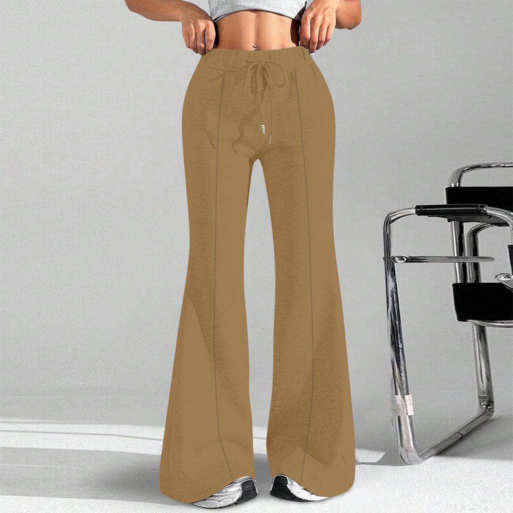 Женские модные свободные брюки-карго с завязками на талии, однотонные, расклешенные