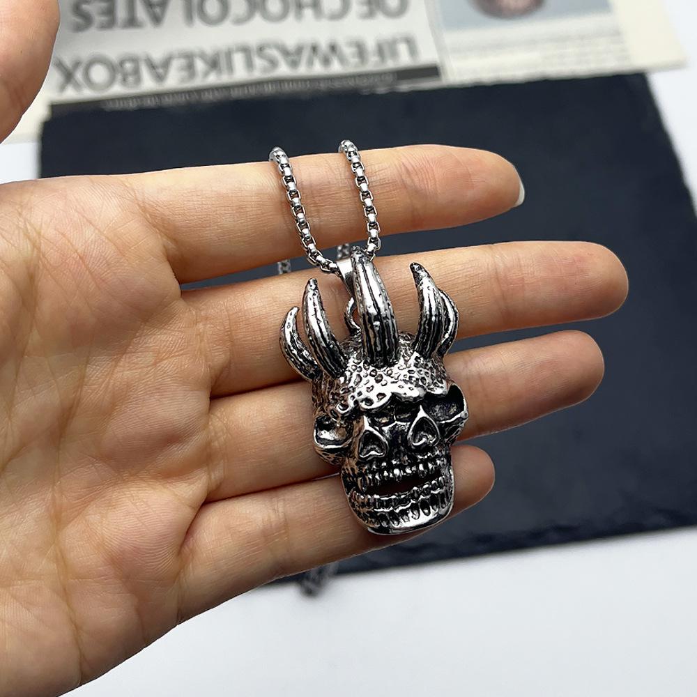 European & American Hip Hop Punk Hannya Skull Pendant Sweater Chain