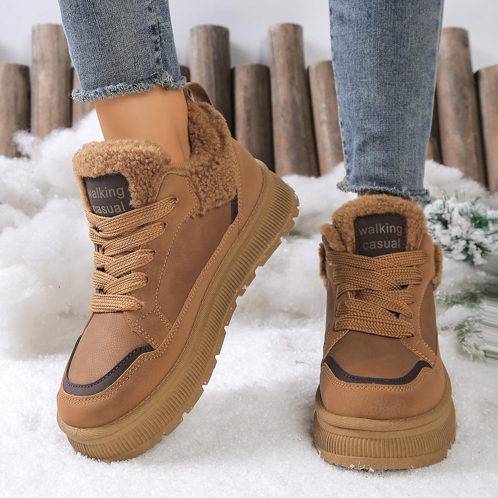 Новые зимние женские ботинки на толстой подошве с круглым носком, модные, повседневные, удобные, теплые хлопковые ботинки, женские ботильоны