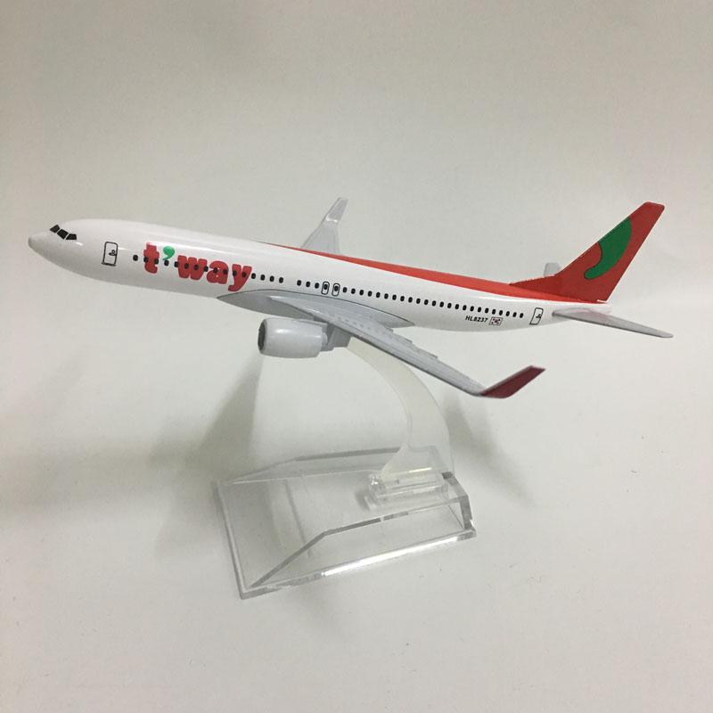 16 см Литой Металл Корея Авиакомпания T Way B737 Модель Самолета Игрушка для Домашнего Декора Подарок Витрина Коллекция