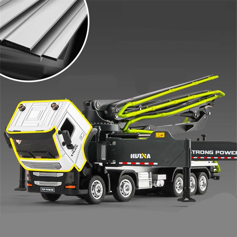 1/50 Литая под давлением модель автобетононасоса Металлическая модель автобетононасоса для транспортировки цемента Инженерная машина Модель Детская игрушка Подарок