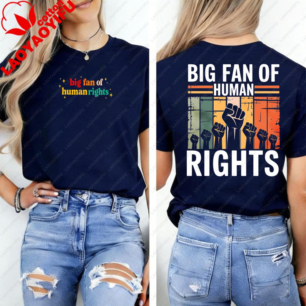 HuUnisex Rights Activist Cotton TShirt Equality Protest Retro Graphic Tee Y2k Top Harajuku Unisex Clothing Graphic T Shirts Tops