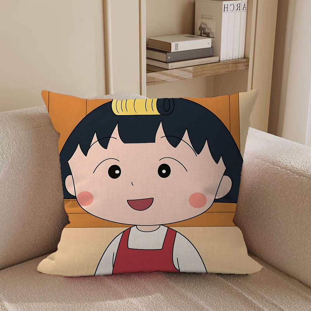 Chibi Cartoon Maruko Chan Pillow Case Removable Washable Cushion Cover – All-Season Soft Linen