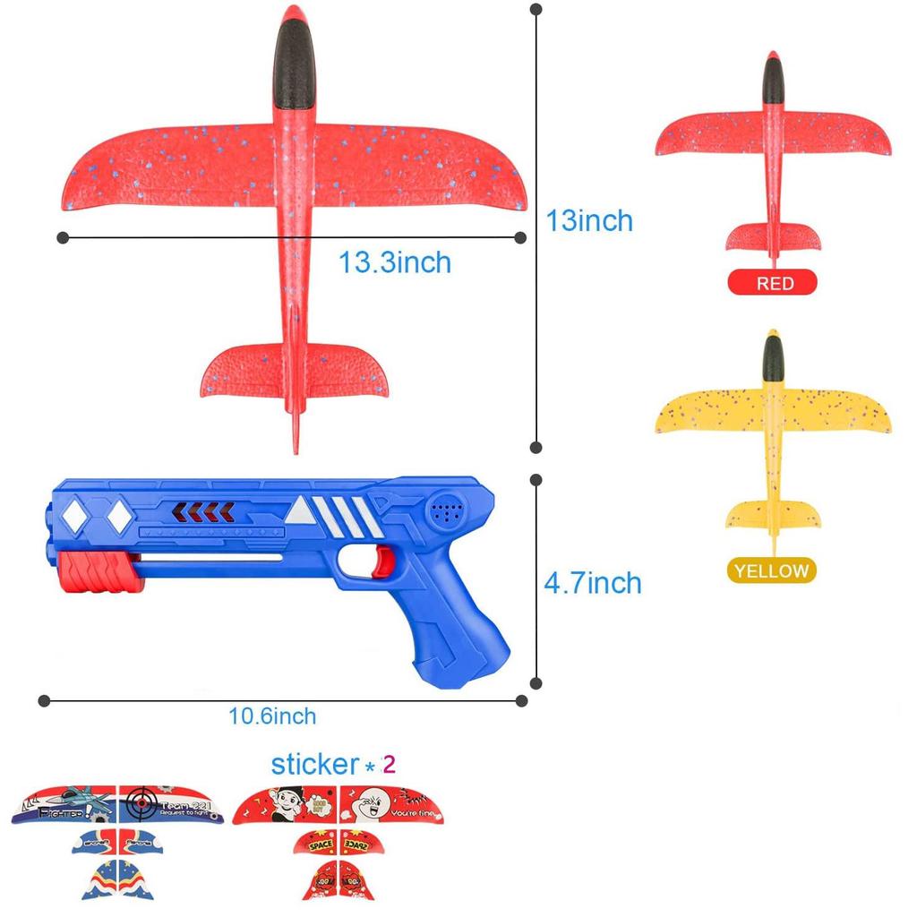 Игрушки-пусковые установки для самолетов, 2 шт. Пенопластовая катапульта-планер с игрушечным самолетом-пусковой установкой, игрушки для ручного броска летающих пузырчатых самолетов для детей 6-12 лет