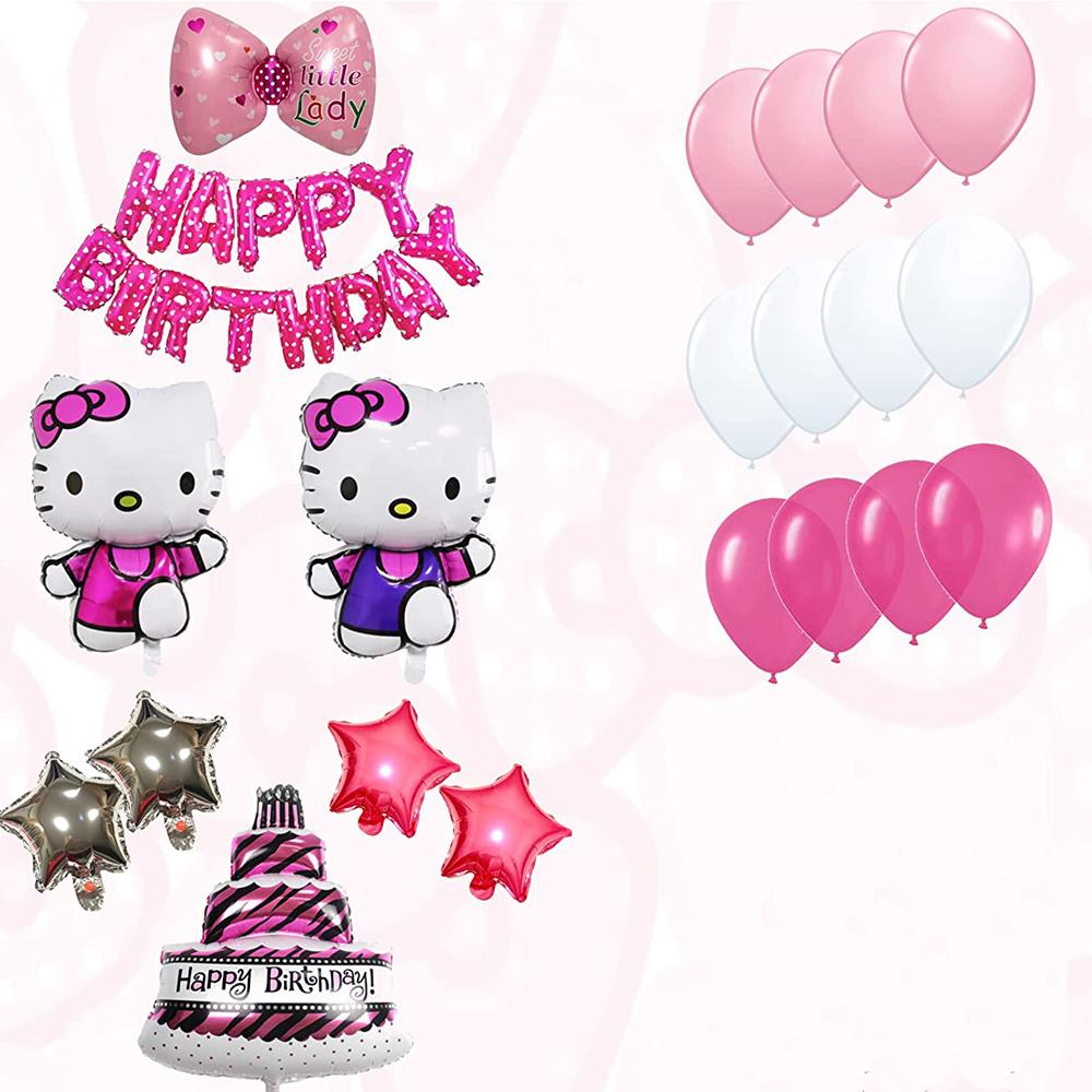 Воздушные шары для вечеринки Hello Kitty Включают баннер «С Днем Рождения» и воздушный шар