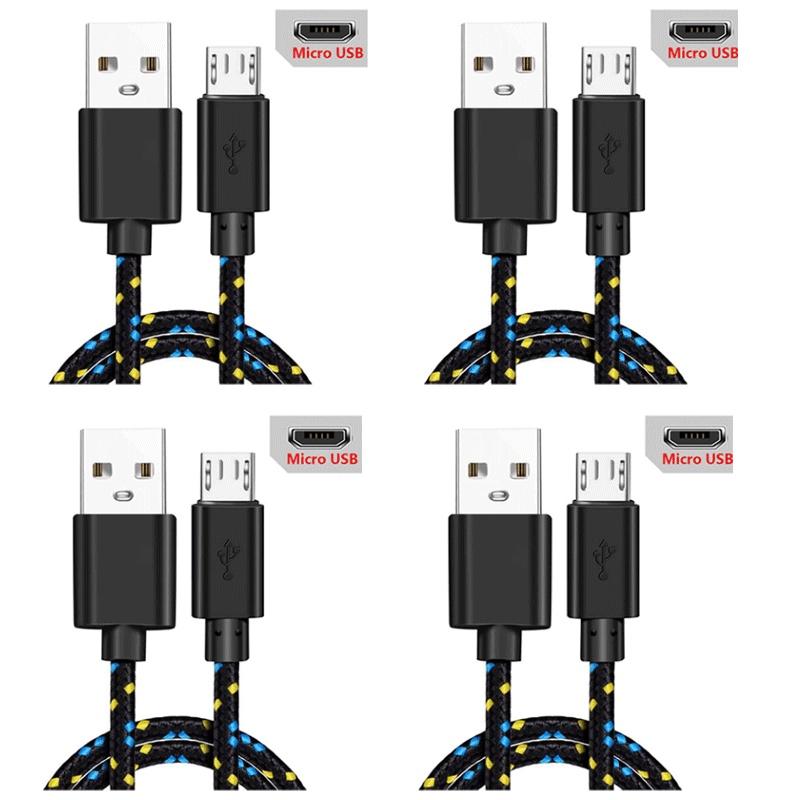 1-4pcs Micro Cable USB Fast Charge Data Cable For Xiaomi Redmi Huawei Android Mobile Phone 0.5m1M 2M 3M Nylon Braided USB Cables