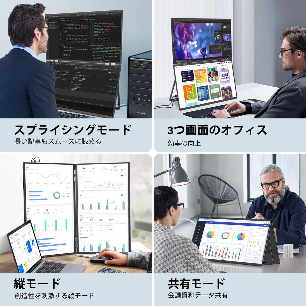 Dual Monitor Inch InnoView No Driver Required Foldable Dual Display sRGB 100Hz 2 Monitors FHD1080p Triple Monitor Auto Rotate Full Function Standard