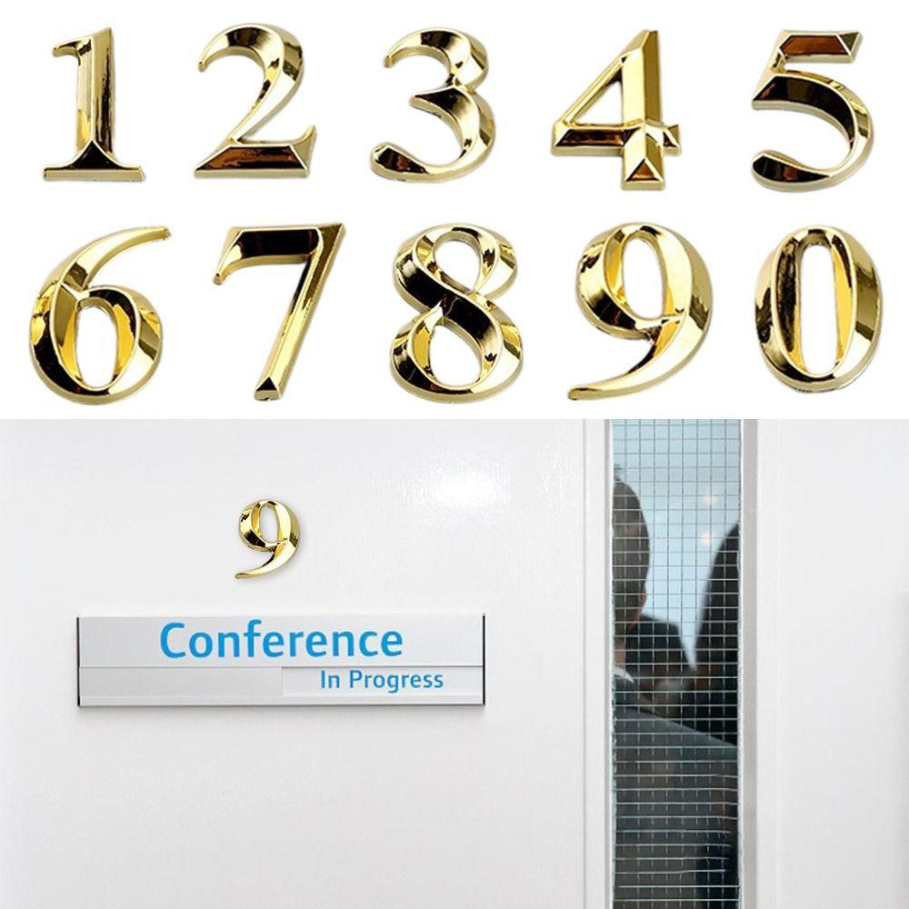 АБС литье под давлением номер двери золотые цифры от 0 до 9 креативная табличка этикетка для улицы