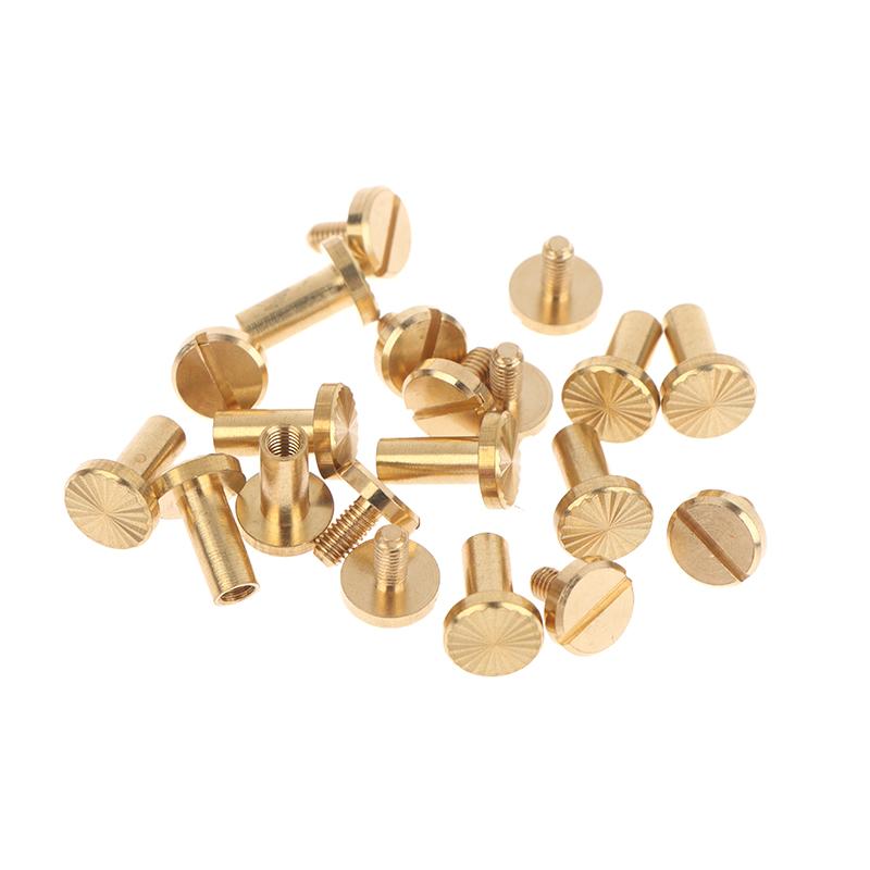 New! 10pcs Solid Brass Binding Chicago Screws Belt Screw Nail Stud Rivets For Photo Album Leather Craft Belt Wallet Fasteners