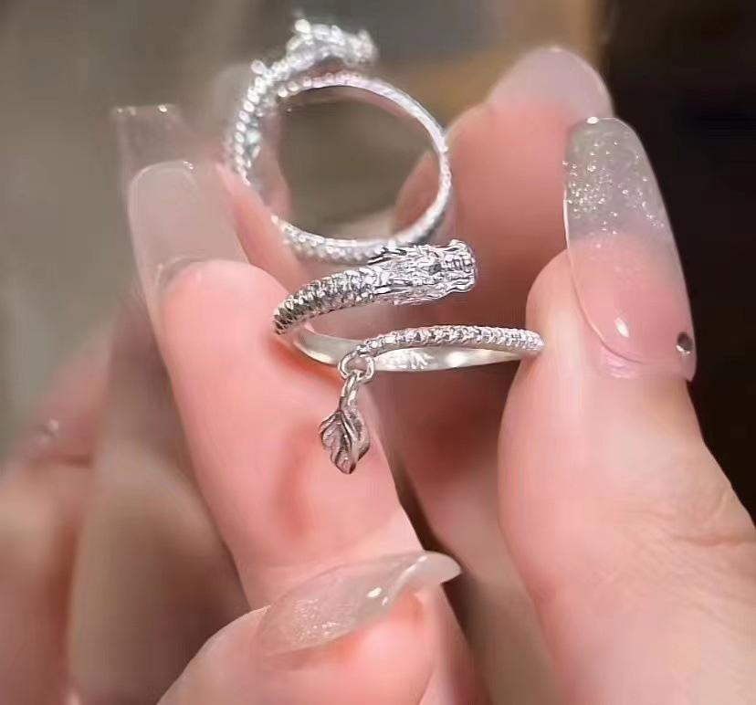 Кольцо с изображением хвоста дракона для женщин - регулируемое золотое ретро-ювелирное изделие