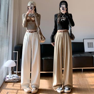 Новые весенне-летние свободные драпированные широкие брюки с высокой талией, плиссированные прямые джинсы для женщин