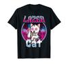 Футболка с изображением кота Laser Cat Laser Beam Cat Eyes City Retro Retro Wave Cat