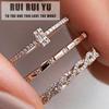 RUI RUI YU 3pcs/set Full Diamond Alloy Elegant Wedding Engagement Ring